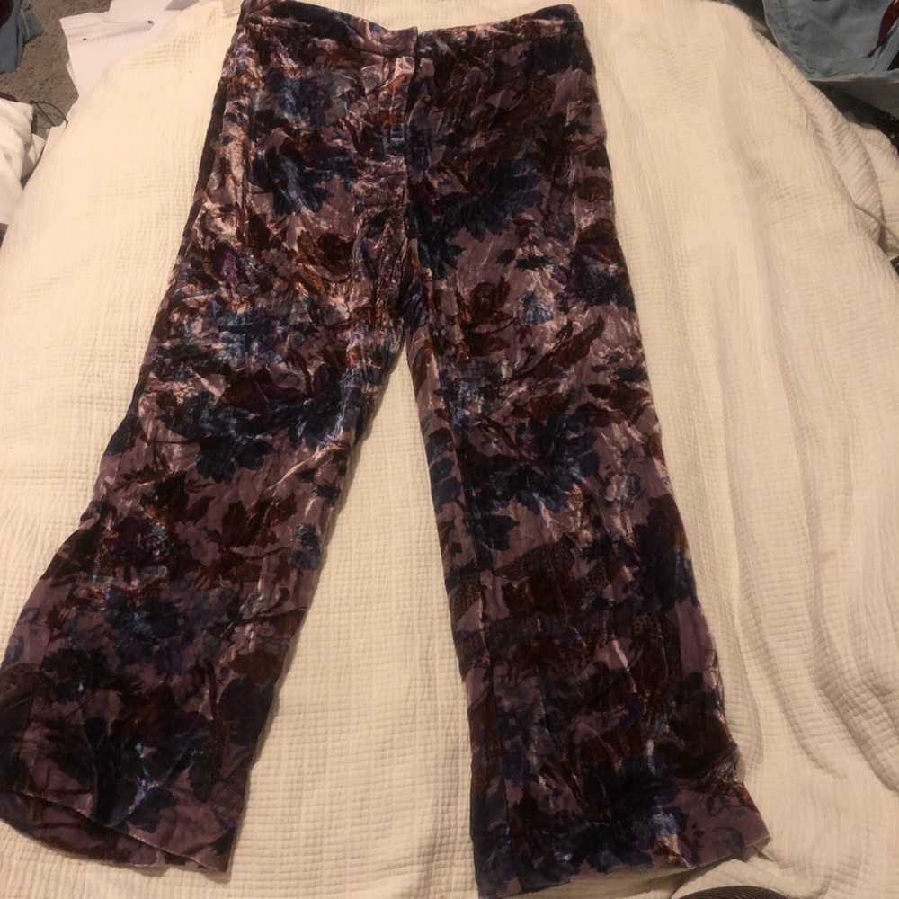 Velvet wide leg pants